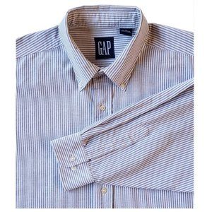 GAP Men's Oxford Shirt, Lavender/White Striped